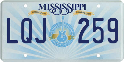 MS license plate LQJ259