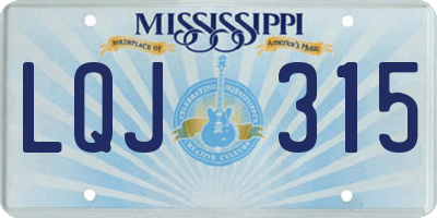 MS license plate LQJ315