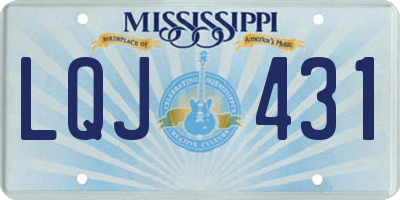 MS license plate LQJ431