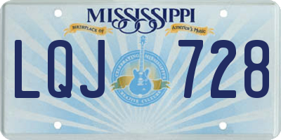 MS license plate LQJ728