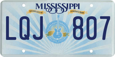 MS license plate LQJ807