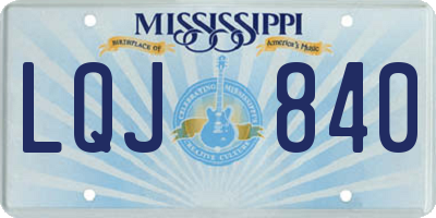 MS license plate LQJ840