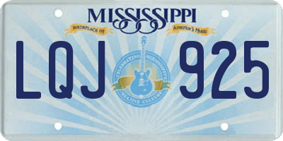 MS license plate LQJ925