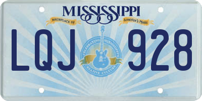 MS license plate LQJ928