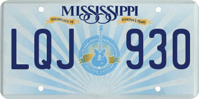 MS license plate LQJ930