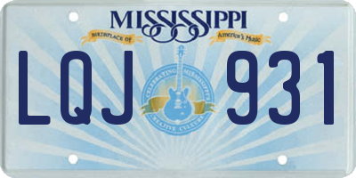 MS license plate LQJ931