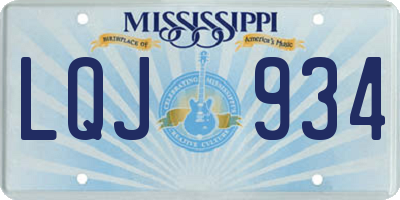 MS license plate LQJ934