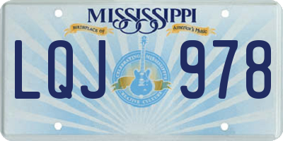MS license plate LQJ978