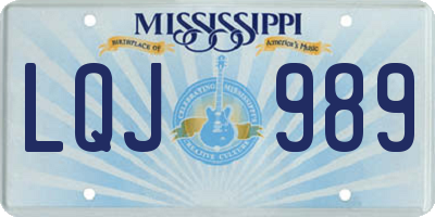 MS license plate LQJ989