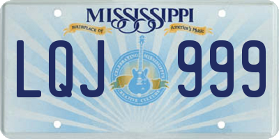 MS license plate LQJ999