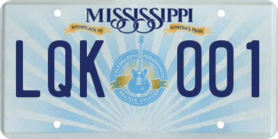 MS license plate LQK001