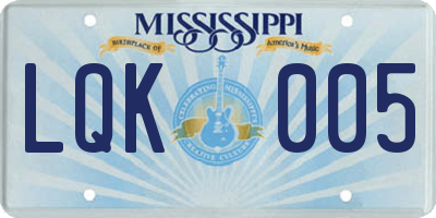 MS license plate LQK005