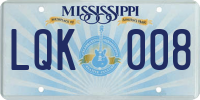 MS license plate LQK008