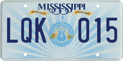 MS license plate LQK015