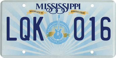 MS license plate LQK016