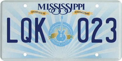 MS license plate LQK023