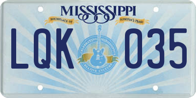 MS license plate LQK035