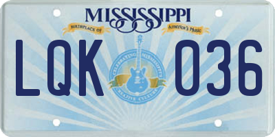 MS license plate LQK036