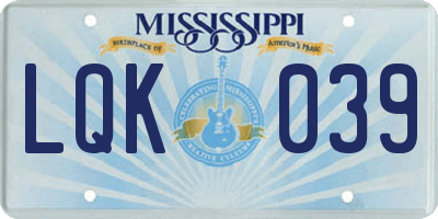 MS license plate LQK039