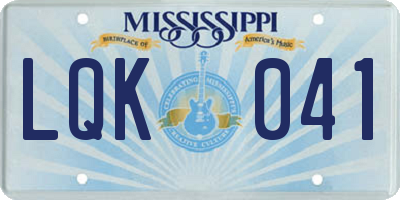MS license plate LQK041