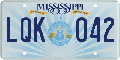 MS license plate LQK042