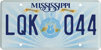MS license plate LQK044