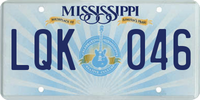 MS license plate LQK046