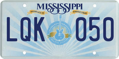 MS license plate LQK050
