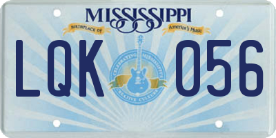 MS license plate LQK056