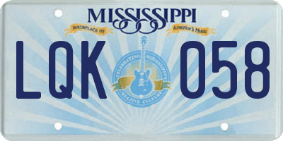 MS license plate LQK058