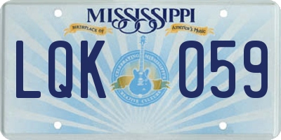 MS license plate LQK059