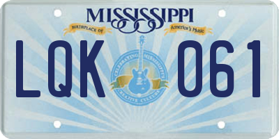 MS license plate LQK061