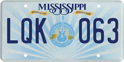 MS license plate LQK063