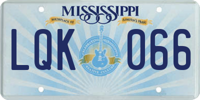 MS license plate LQK066