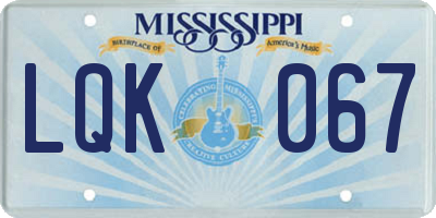 MS license plate LQK067