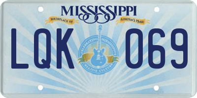 MS license plate LQK069