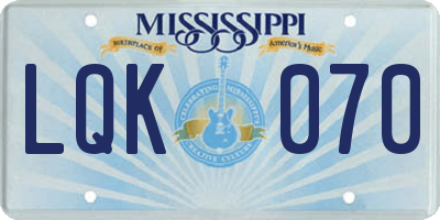 MS license plate LQK070