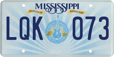 MS license plate LQK073
