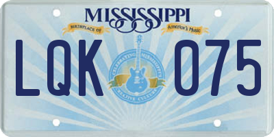 MS license plate LQK075
