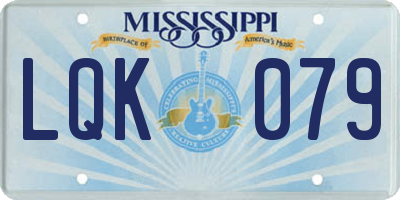 MS license plate LQK079
