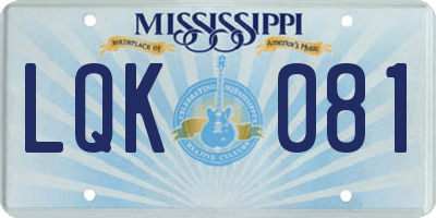 MS license plate LQK081
