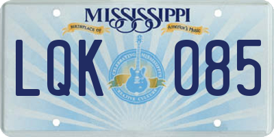 MS license plate LQK085