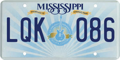 MS license plate LQK086