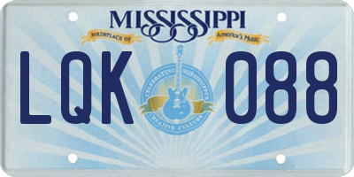 MS license plate LQK088
