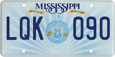 MS license plate LQK090
