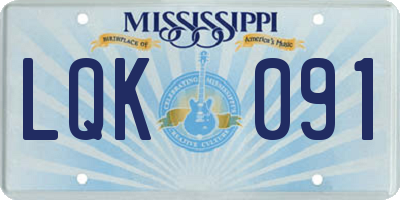 MS license plate LQK091