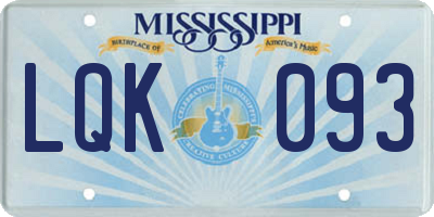 MS license plate LQK093