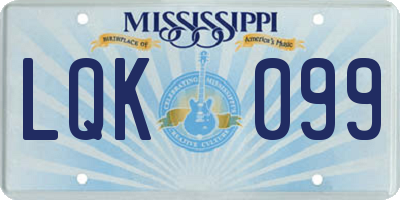 MS license plate LQK099