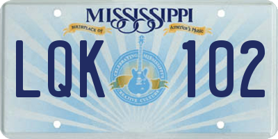 MS license plate LQK102