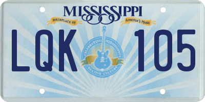 MS license plate LQK105